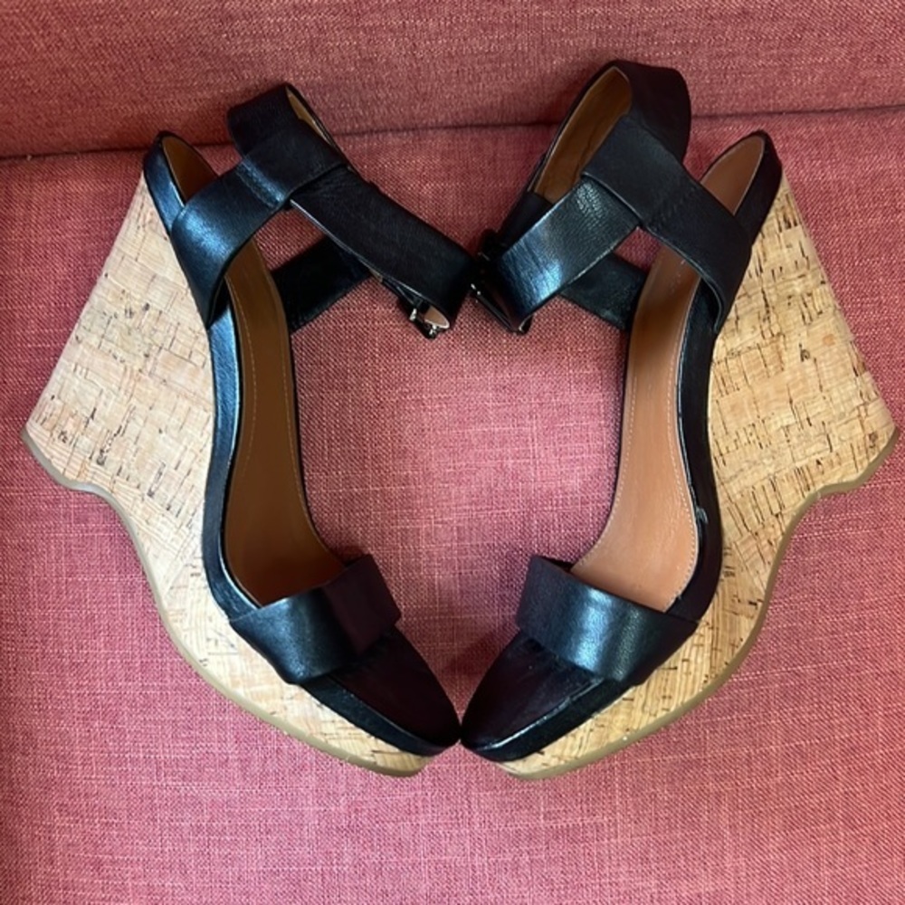 CALVIN KLEIN‎ WOMENS BLACK WEDGE SANDALS SIZE 8 1/2 - Picture 5 of 10